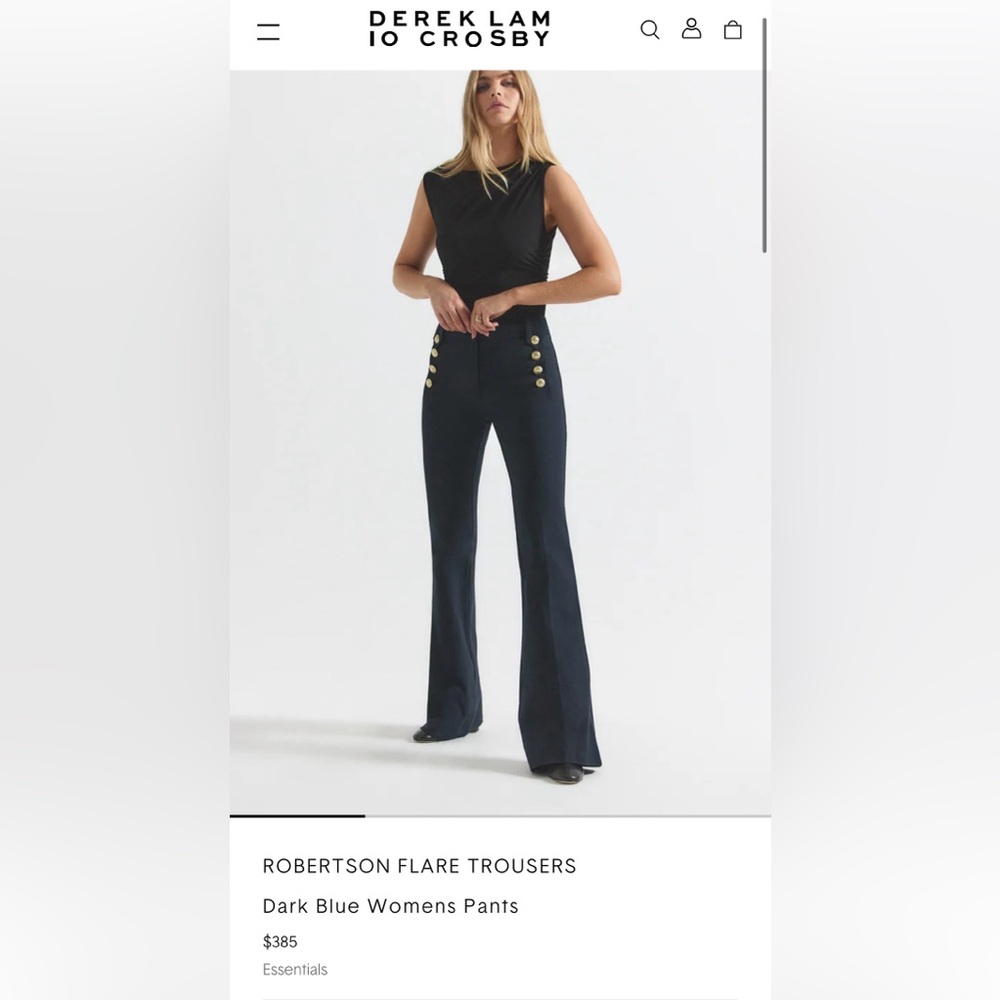 DEREK LAM 10 CROSBY ROBERTSON FLARE TROUSERS navy blue 6